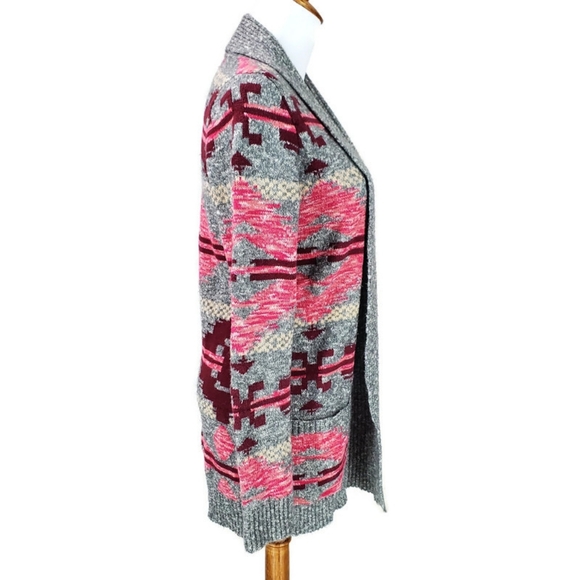 Lucky Brand Intarsia Southwest Open Cardigan Sweater Aztec Western Cozy Sz S - Picture 5 of 11